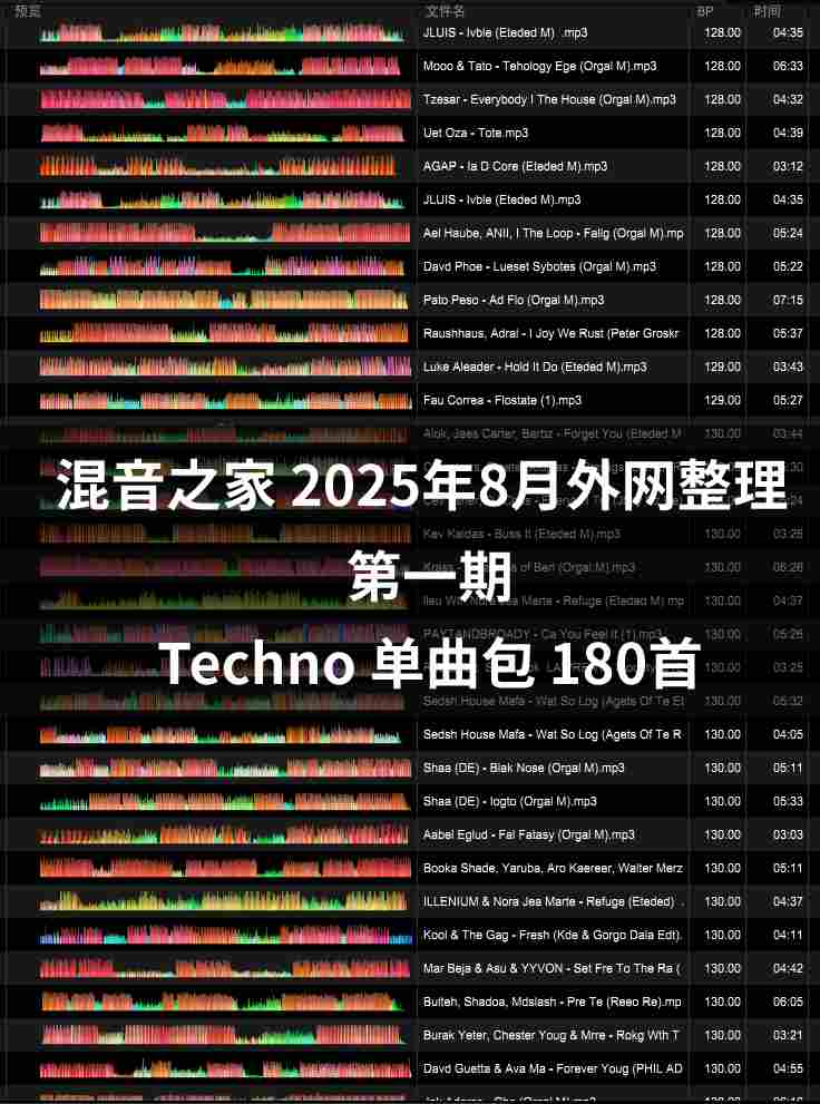 混音之家8月整理 第一期-techno 180首
